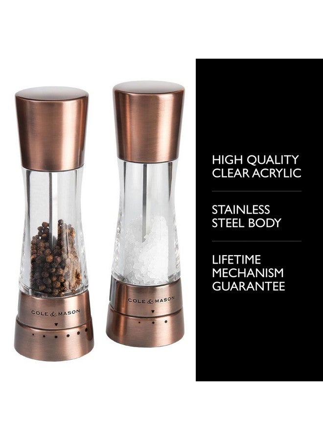 COLE & MASON Cole & Mason Derwent Grinder Set - Precision Mechanisms and Sea Salt and Peppercorns Mills - Derwent Salt and Pepper, Copper  - Image 2