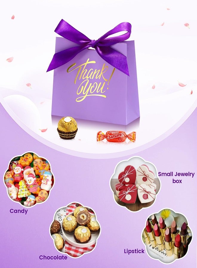 DOYIDE 30 Pack Small Thank You Gift Bags, 4.5x1.8x3.9in Party Favor Bags with Bow Ribbon, Mini Paper Gift Bag with Gold Foil Printed, Purple Treat Boxes for Birthday Wedding Bridal Baby Shower - Image 4