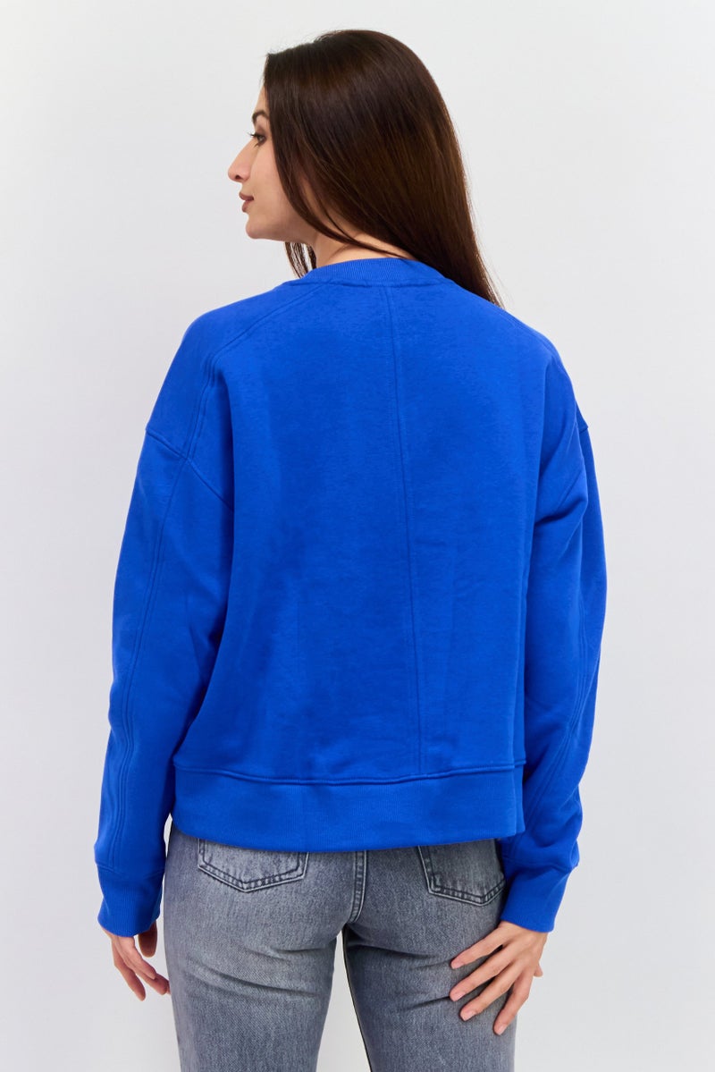 ESPRIT سويت شيرت نسائي بأكمام طويلة وطباعة جرافيك على شكل طاقم، أزرق - Image 3