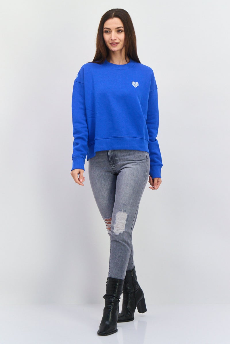 ESPRIT سويت شيرت نسائي بأكمام طويلة وطباعة جرافيك على شكل طاقم، أزرق - Image 4