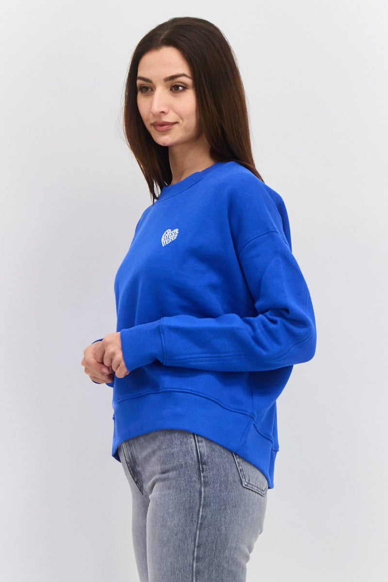 ESPRIT سويت شيرت نسائي بأكمام طويلة وطباعة جرافيك على شكل طاقم، أزرق - Image 2