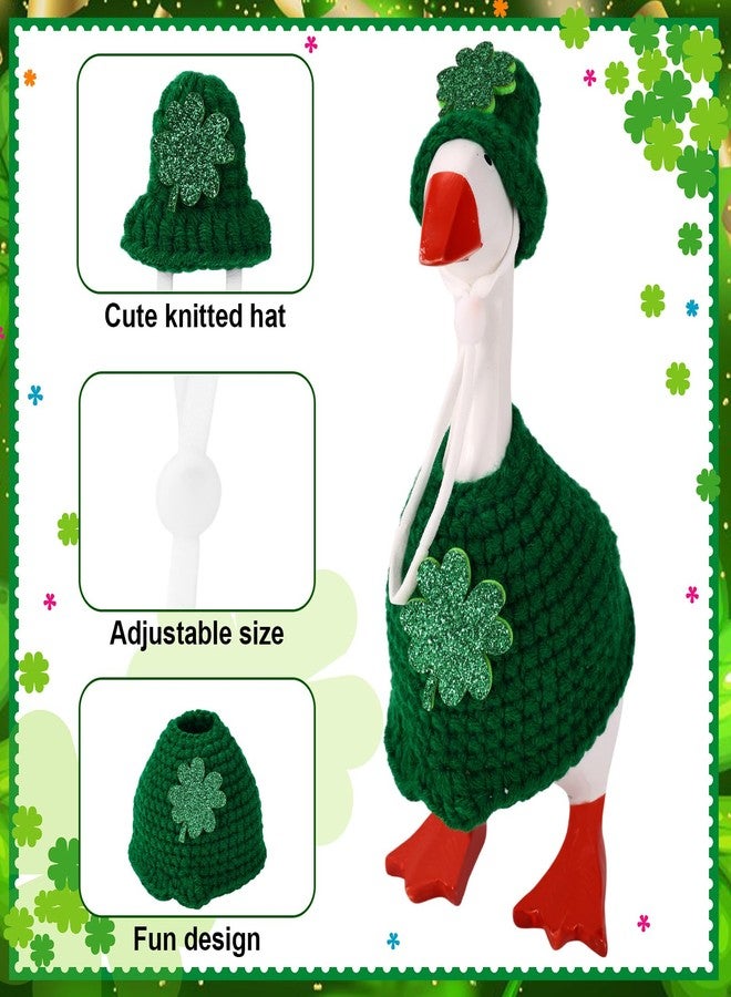 Sinbana Clover Style Desk Goose Outfit Set, Clothes Includes 1 Hat & 1 Top for 18cm/7 Inch Mini Porch Goose Costume Clothing Accessories St Patrick's Yard Decor - Image 4