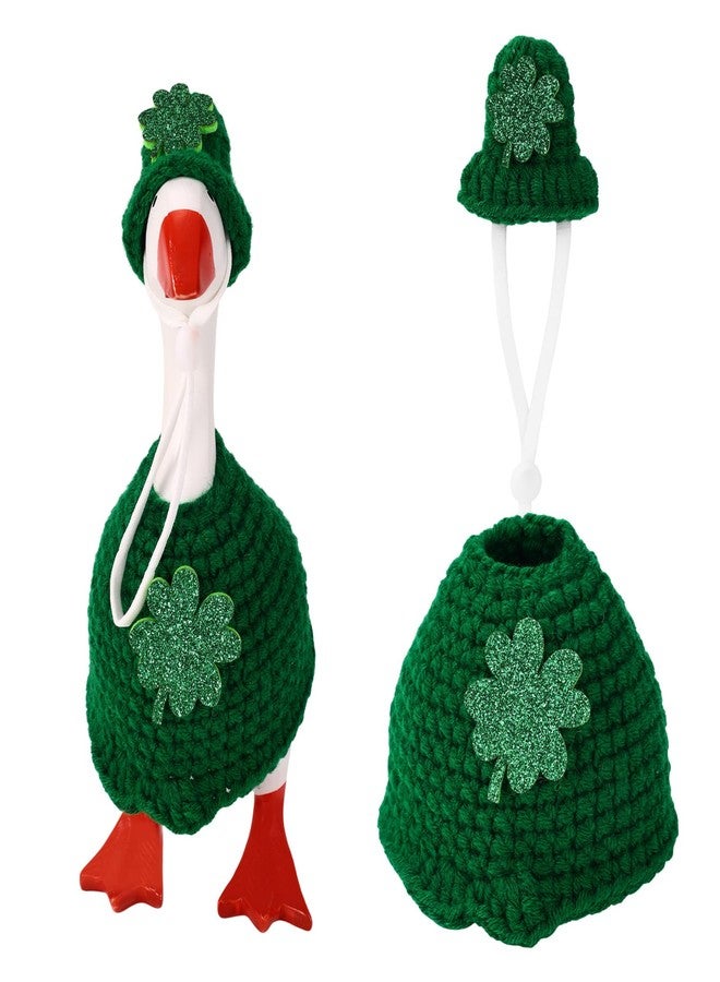 Sinbana Clover Style Desk Goose Outfit Set, Clothes Includes 1 Hat & 1 Top for 18cm/7 Inch Mini Porch Goose Costume Clothing Accessories St Patrick's Yard Decor - Image 1