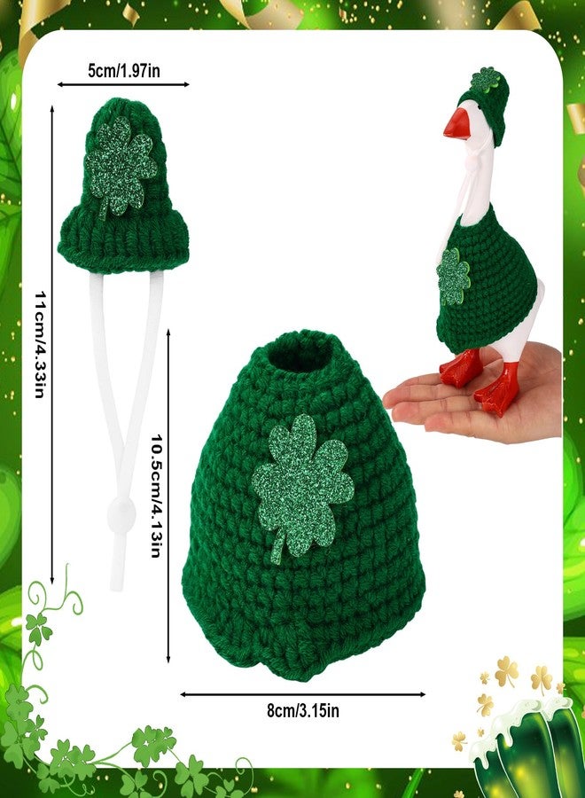 Sinbana Clover Style Desk Goose Outfit Set, Clothes Includes 1 Hat & 1 Top for 18cm/7 Inch Mini Porch Goose Costume Clothing Accessories St Patrick's Yard Decor - Image 2