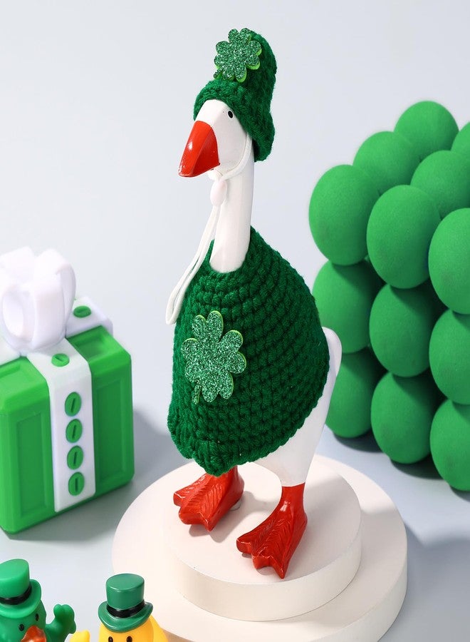 Sinbana Clover Style Desk Goose Outfit Set, Clothes Includes 1 Hat & 1 Top for 18cm/7 Inch Mini Porch Goose Costume Clothing Accessories St Patrick's Yard Decor - Image 3