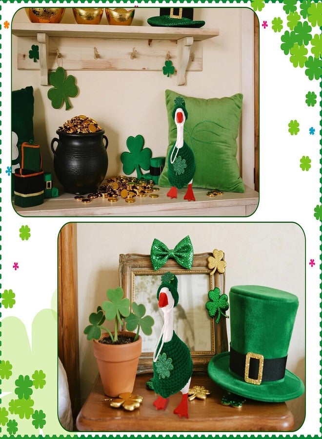 Sinbana Clover Style Desk Goose Outfit Set, Clothes Includes 1 Hat & 1 Top for 18cm/7 Inch Mini Porch Goose Costume Clothing Accessories St Patrick's Yard Decor - Image 5