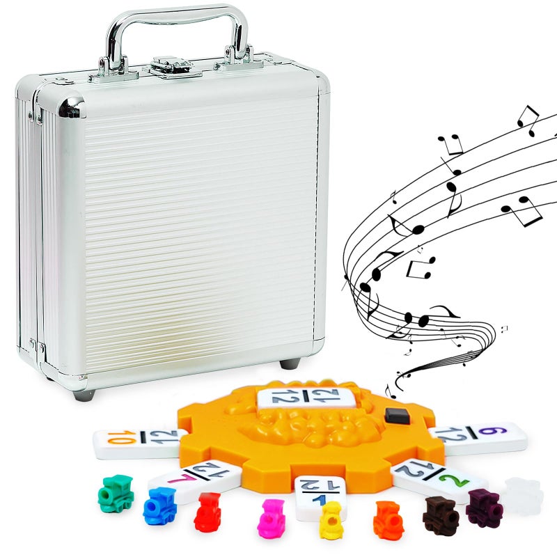 Yinlo Mexican Train Domino Set with Sound Effect Dominoes Set for Travel 91 Tiles Double 12 Colored Dominoes Travel Game Set with Aluminum CaseAdult Edition - Image 4