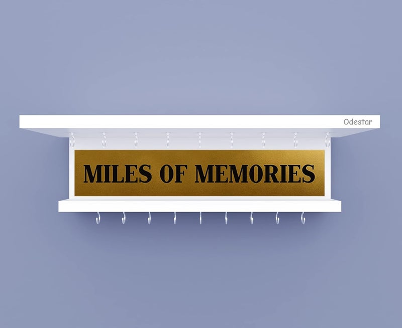 Odestar - Wooden Medal Holder Hanger Award, Medal Display Rack & Trophy Shelf Wall Mounted | Miles of Memories |Engineered Wood with 18 - Hooks (Size ‎40 x 5 x 8 Centimeters) White - Image 3