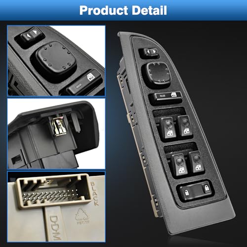 TOP-MAX Power Window Control Switch Compatible with 2003-2007 Chevy Silverado Tahoe, GMC Sierra Yukon Suburban Avalanche Cadillac Escalade Front Driver Side Master Switch Replacement with Bezel - Image 5