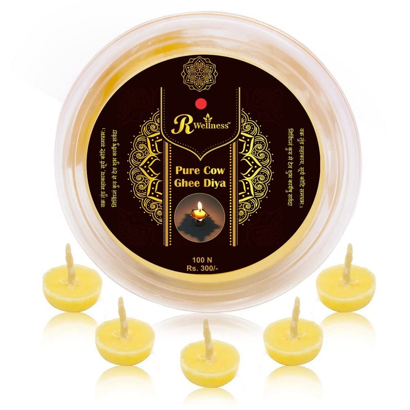 R Wellness Ghee Diya for Puja 100 Pure Cow Ghee Diya Wax Free Vegan Diya Batti - Image 1