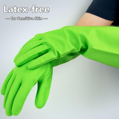 Cleanbear Synthetic Rubber Gloves, Medium Size, 11.8 Inches, 3 Pairs 3 Colors for Household Cleaning, Dishwashing and Other Home Cleaning Use - Image 3