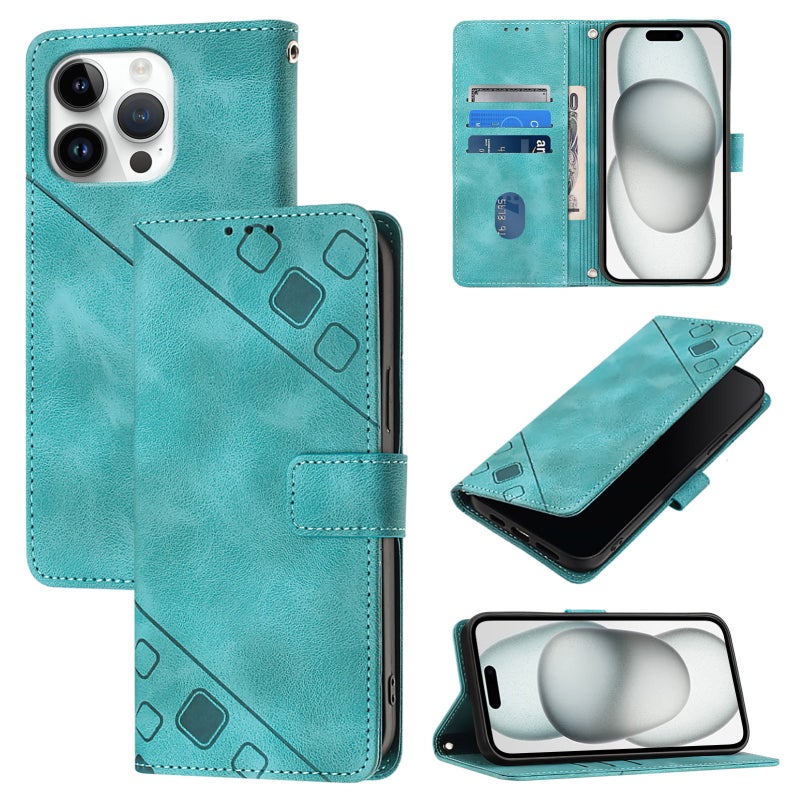 HuHa Protective Cover For iPhone 16 Pro Max Skin-feel Embossed Leather Phone Case(Green) - Image 1