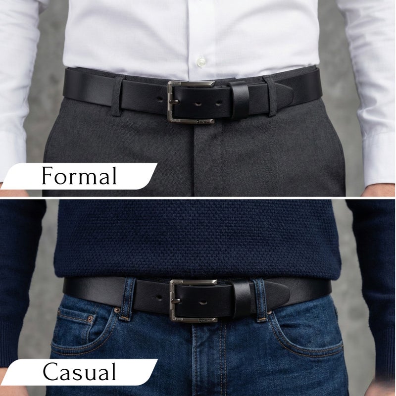 Force Genuine Leather Belt Men - Semi-Casual Men's Belt & Party Wear Belt, Casual Outfits, Gifts - Black & Brown Men’s Leather Belt for Men - Image 2
