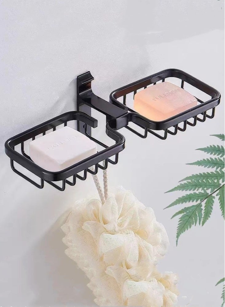Kutis حامل صابون من سبائك الألومنيوم مثبت على الحائط، قطعة واحدة، أسود 30x12x9 سم - Image 1