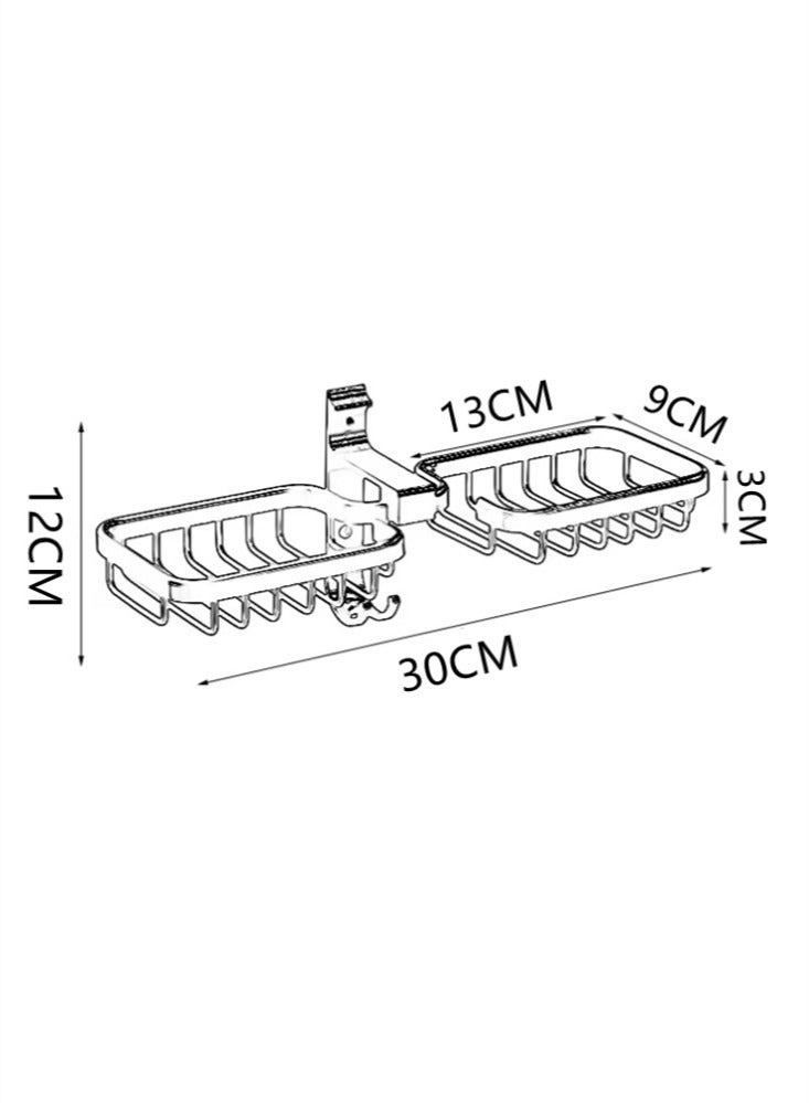 Kutis حامل صابون من سبائك الألومنيوم مثبت على الحائط، قطعة واحدة، أسود 30x12x9 سم - Image 5