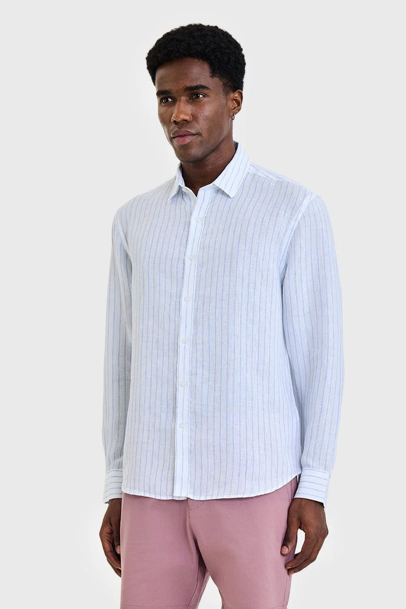 SNITCH Light Blue Checkered Long Sleeve Regular Fit Casual Shirt