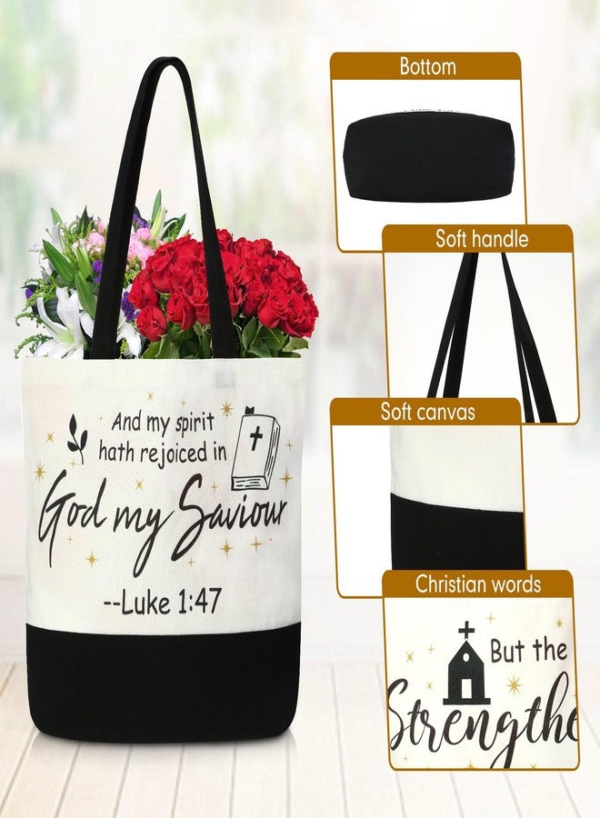 SilTriangle 20 Pack Large Canvas Tote Bags with Handles Reusable Christian Bible Design for Women Religious Inspirational Gift Bags Gift Bags for Shopping, Black/White - Image 3