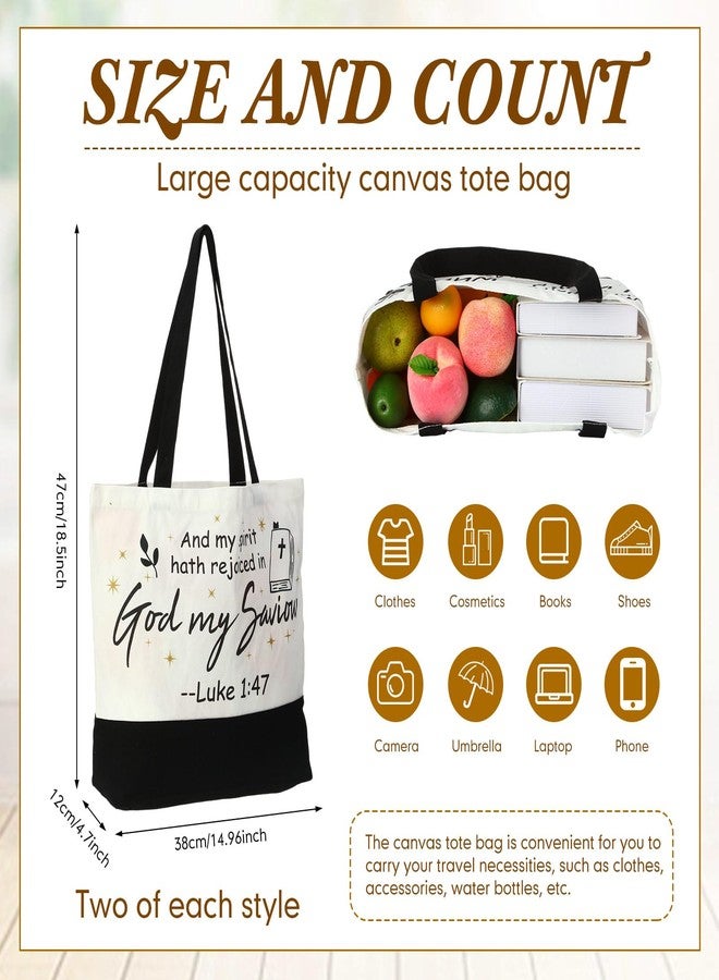 SilTriangle 20 Pack Large Canvas Tote Bags with Handles Reusable Christian Bible Design for Women Religious Inspirational Gift Bags Gift Bags for Shopping, Black/White - Image 2