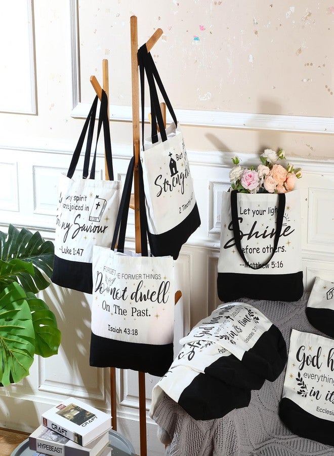 SilTriangle 20 Pack Large Canvas Tote Bags with Handles Reusable Christian Bible Design for Women Religious Inspirational Gift Bags Gift Bags for Shopping, Black/White - Image 4