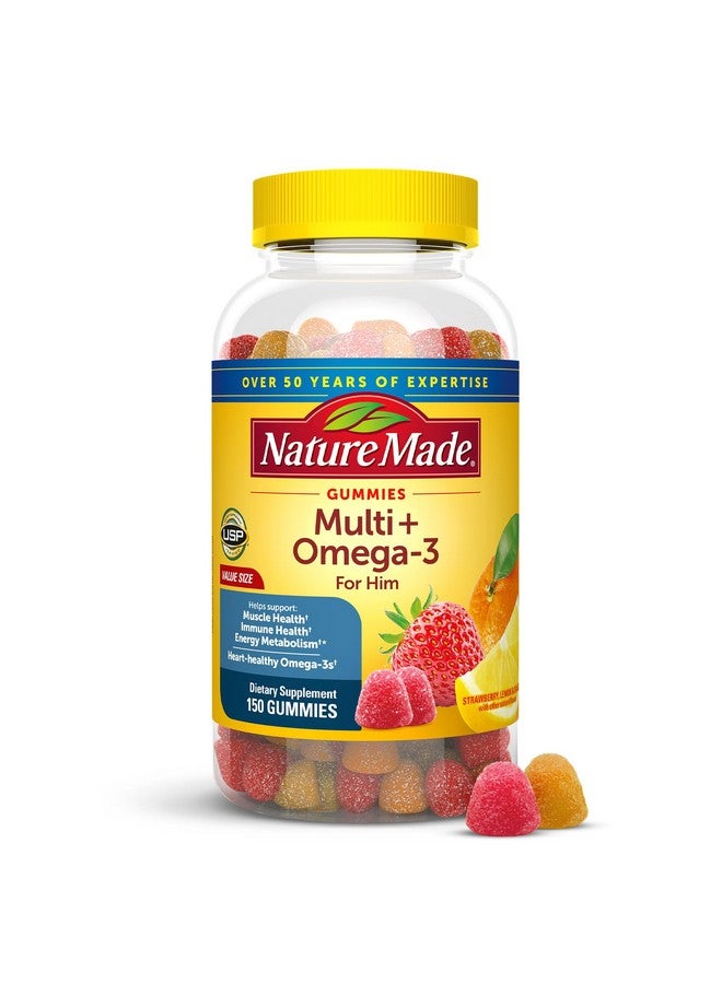 Nature Made Multivitamin for Him with Omega-3, Mens Multivitamins for Daily Nutritional Support, Multivitamin for Men, 150 Gummy Vitamins and Minerals, 75 Day Supply