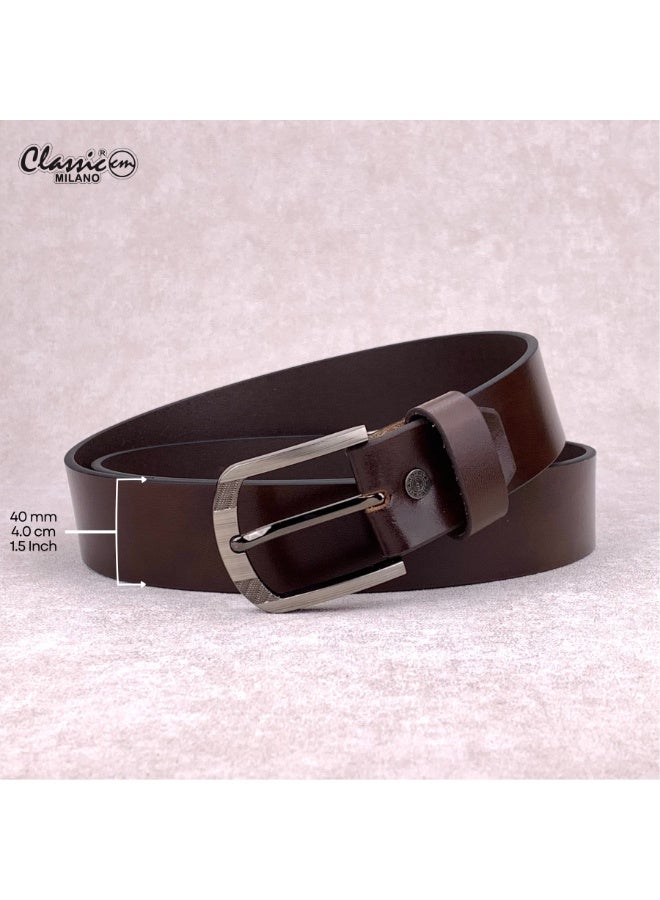 Classic Milano Genuine Leather Belt for Men - Semi-Casual & Formal Wear Belt, Casual & Formal Outfits, and Gifts - Black, Brown & Tan Men’s Belt - Image 5