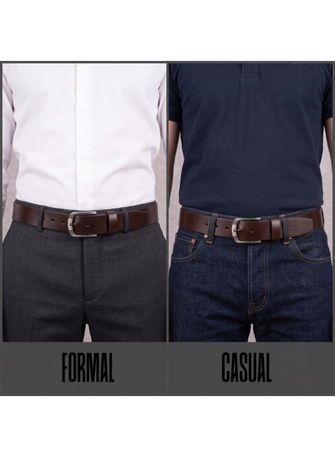 Classic Milano Genuine Leather Belt for Men - Semi-Casual & Formal Wear Belt, Casual & Formal Outfits, and Gifts - Black, Brown & Tan Men’s Belt - Image 2