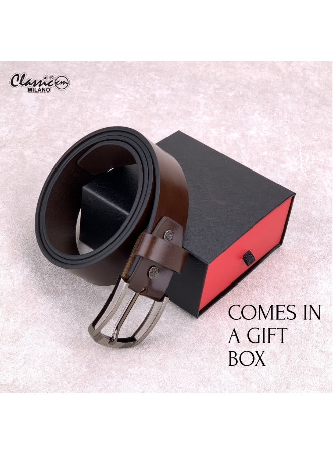 Classic Milano Genuine Leather Belt for Men - Semi-Casual & Formal Wear Belt, Casual & Formal Outfits, and Gifts - Black, Brown & Tan Men’s Belt - Image 4