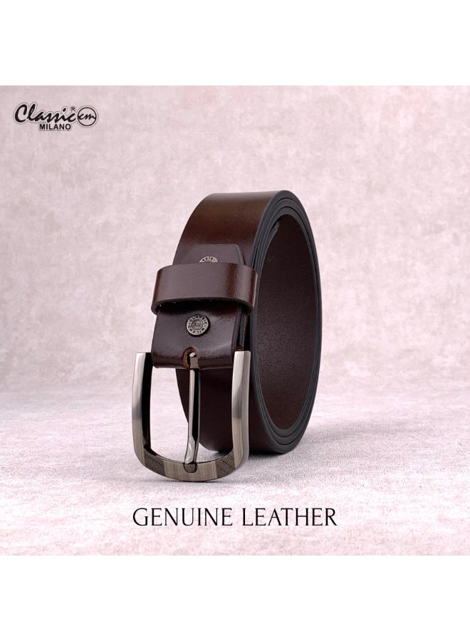 Classic Milano Genuine Leather Belt for Men - Semi-Casual & Formal Wear Belt, Casual & Formal Outfits, and Gifts - Black, Brown & Tan Men’s Belt - Image 3