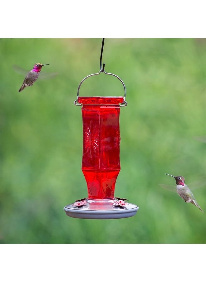 Perky-Pet Ruby Starburst Vintage Glass Hummingbird Feeder 8139-2 