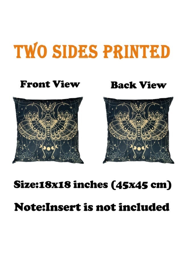 SYOSI Bohemia Throw Pillow Covers, Set of 4, Cosmic Moon Phases Sun Moth Snake Design, 18x18 Inch, Square Modern Cushion Covers for Outdoor Decorative Couch Sofa Living Room Gift - Image 3