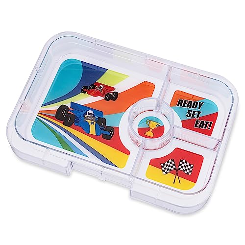 Yumbox Tapas 4-Compartment Bento Lunch Box, Large Size, Perfect for Sandwiches, Eco-friendly, Leakproof (Greenwich Green- Race Cars Tray) - Image 5