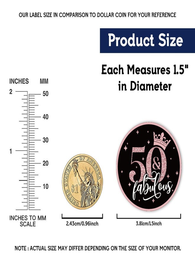 REWIDPARTY 1.5 Inch Round Rose Gold 50 & Fabulous Stickers (80 Pieces) - Adhesive Party Stickers for 50th Birthday Celebrations - Image 2