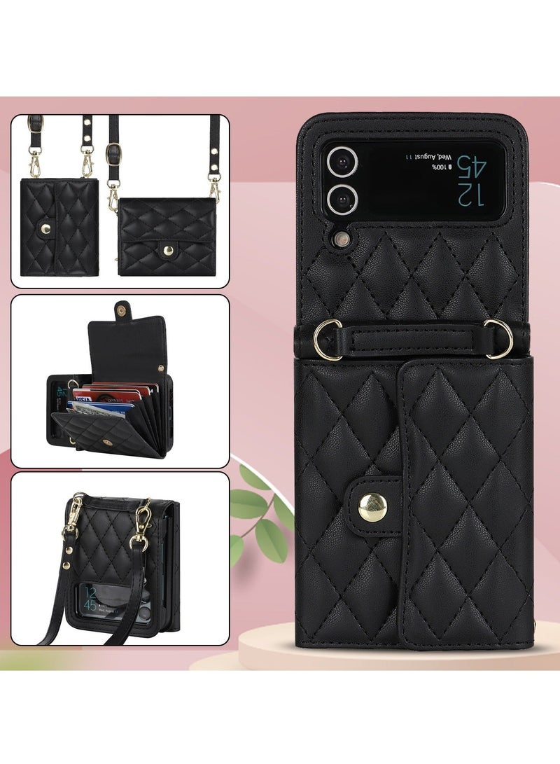كابتن تيك Wallet Case for Galaxy Z Flip 5 with Card Holder Crossbody Wallet Leather Handbag RFID Blocking Detachable Lanyard Magnetic Flip Case Compatible with Samsung Galaxy Z Flip 5 5G Black - Image 5