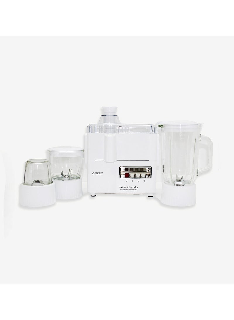 فيليكس خلاط كهربائي 4  في 1 بقدرة 400 واط وعاء زجاجي سعة 1لتر سرعتين FXSB-240 أبيض - Image 2