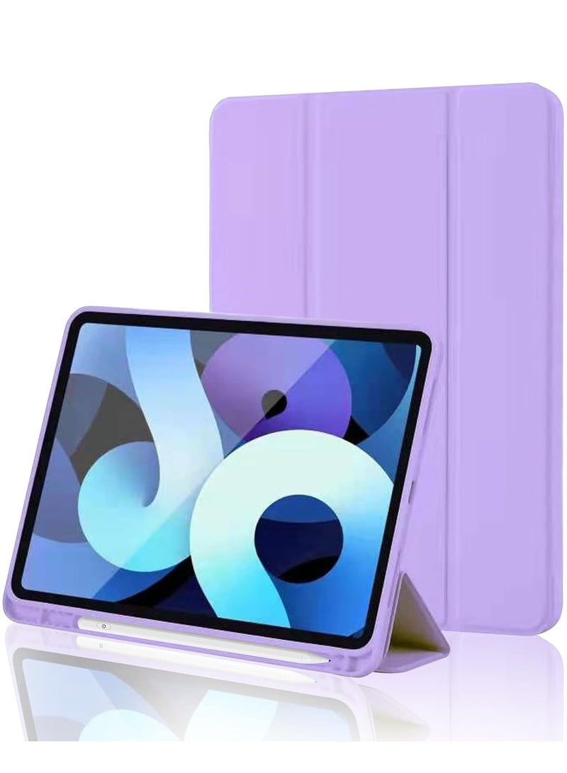 DUSALA iPad 10th Generation Case 2022 with Pencil Holder - Soft TPU Back Protective Smart Trifold Stand Cover for iPad 10.9 Inch (10th Gen), Auto Wake/Sleep - Purple - Image 1