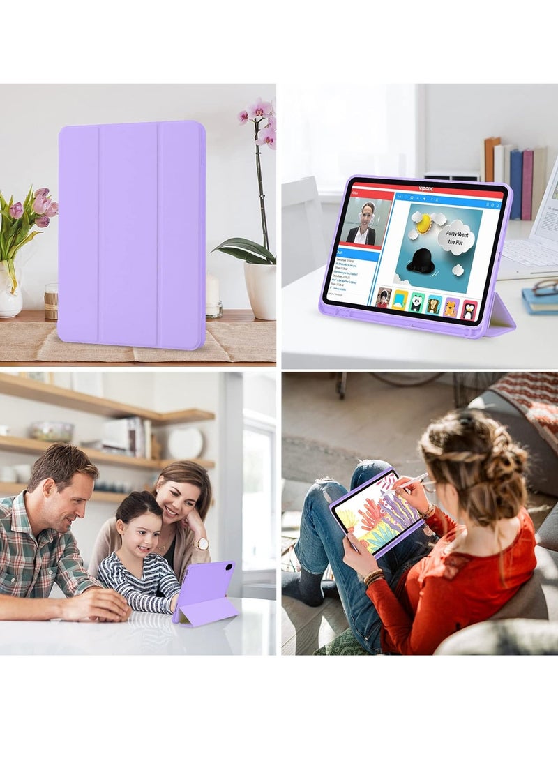 DUSALA iPad 10th Generation Case 2022 with Pencil Holder - Soft TPU Back Protective Smart Trifold Stand Cover for iPad 10.9 Inch (10th Gen), Auto Wake/Sleep - Purple - Image 5