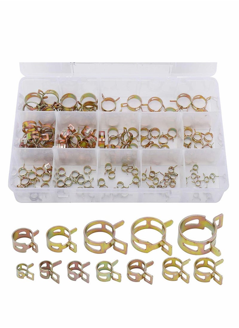 Generic - 6-22mm Spring Hose Clamp Spring Band Type Clips Fuel Line Silicone Vacuum Hose Pipe Clamp Low Pressure Air Clip Clamp Fasteners Assortment Kit 120Pcs - Image 1