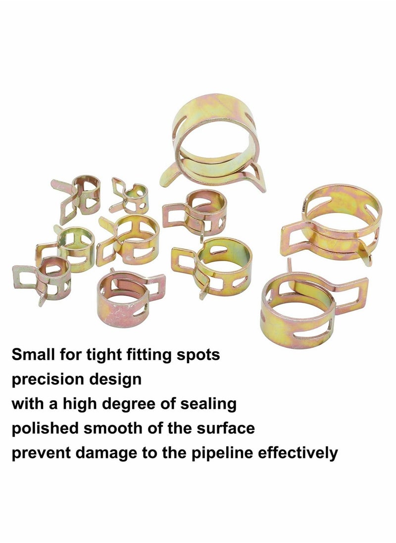 Generic - 6-22mm Spring Hose Clamp Spring Band Type Clips Fuel Line Silicone Vacuum Hose Pipe Clamp Low Pressure Air Clip Clamp Fasteners Assortment Kit 120Pcs - Image 1