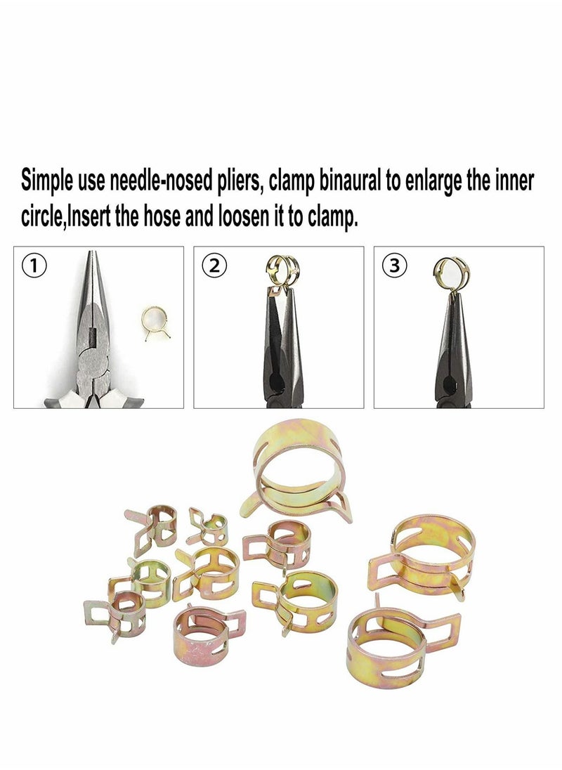 Generic - 6-22mm Spring Hose Clamp Spring Band Type Clips Fuel Line Silicone Vacuum Hose Pipe Clamp Low Pressure Air Clip Clamp Fasteners Assortment Kit 120Pcs - Image 1