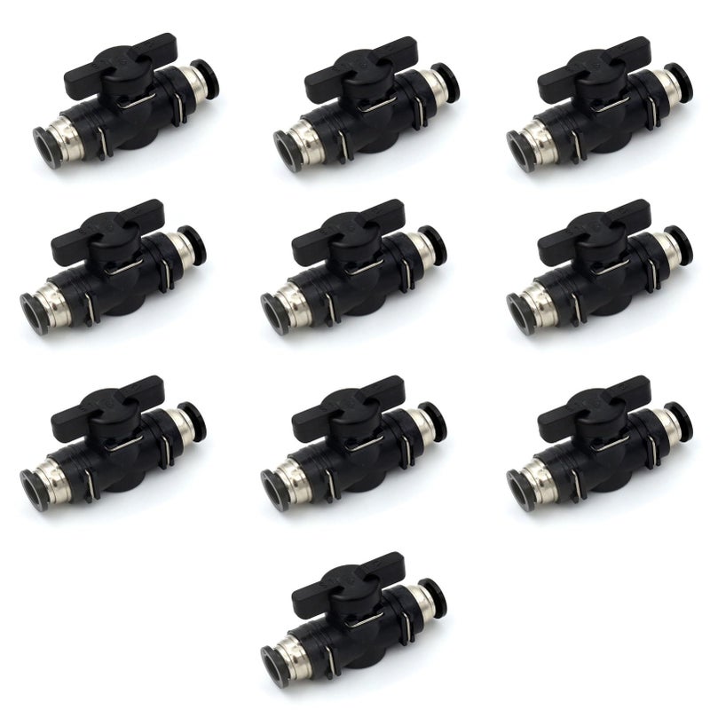 Anhan 12Mm Push To Connect Ball Valve Union Air Flow Control Valve Quick Connect Tube Fittings Pneumatic Valve Air Hose Fittings 5Pack  Black - Image 1