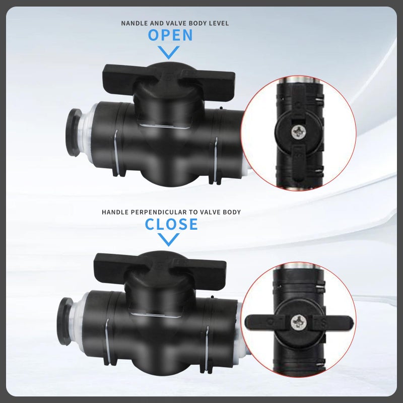 Anhan 12Mm Push To Connect Ball Valve Union Air Flow Control Valve Quick Connect Tube Fittings Pneumatic Valve Air Hose Fittings 5Pack  Black - Image 4