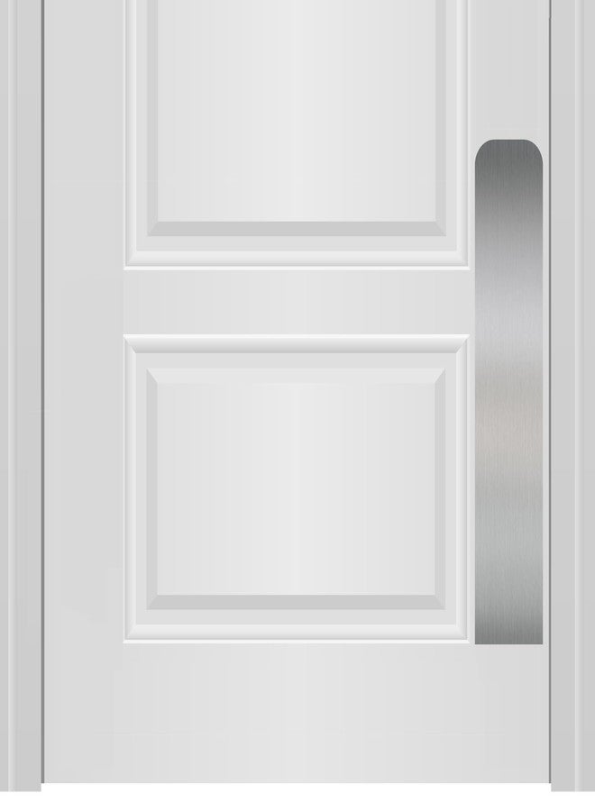 Deck the Door Decor Dog Scratch Door Protection Plate - Elegant Anodized Aluminum for All Door Types. Pet-Safe with Polished Edges and Rounded Corners. 3M Adhesive Mount - Satin Nickel 4x22in - Image 1