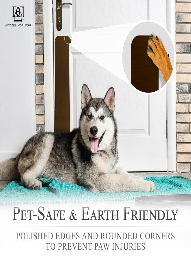 Deck the Door Decor Dog Scratch Door Protection Plate - Elegant Anodized Aluminum for All Door Types. Pet-Safe with Polished Edges and Rounded Corners. 3M Adhesive Mount - Satin Nickel 4x22in - Image 5