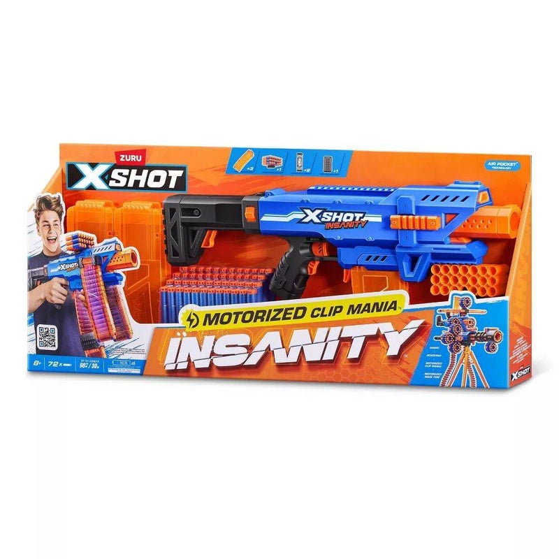 X-Shot Insanity Motorized Clip Mania Blaster with 72 Darts - Image 1