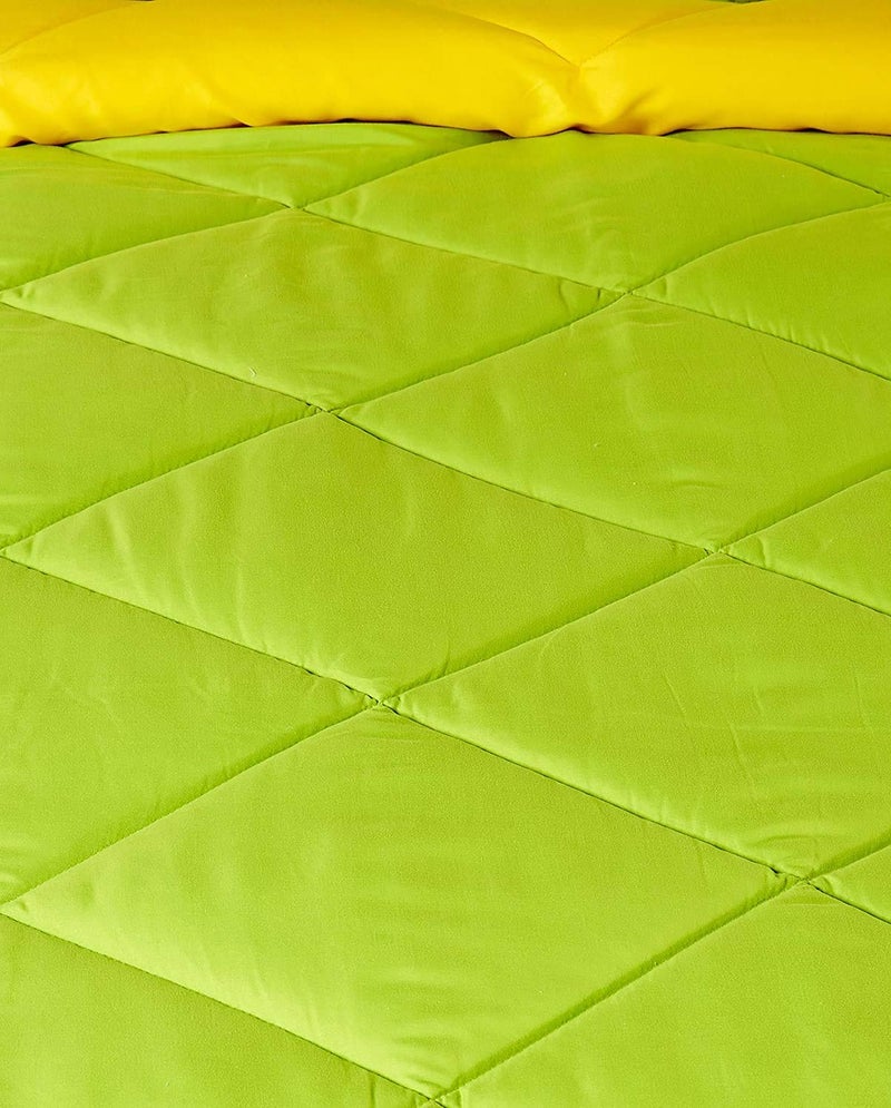 SHOPINGTRADE Microfiber Reversible Comforter, Double 200 GSM (Olive Green and Cheery Yellow, Double) - Image 4