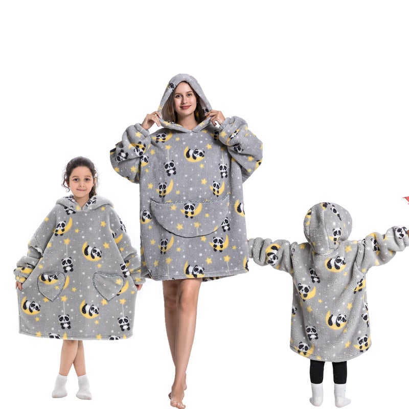 New Hooded Blanket Hoodie Autumn Winter Warm Wearable Sweatshirt Panda Winter Suit