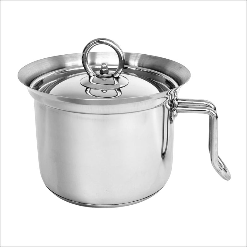 chefset Chef Set Stainless Steel Milk Pan with Thermoencapsulated Base | Induction & Gas Compatible | Heat-Resistant Handle | Stainless Steel Lid (1 Litre 14 cm Diameter) - Image 1