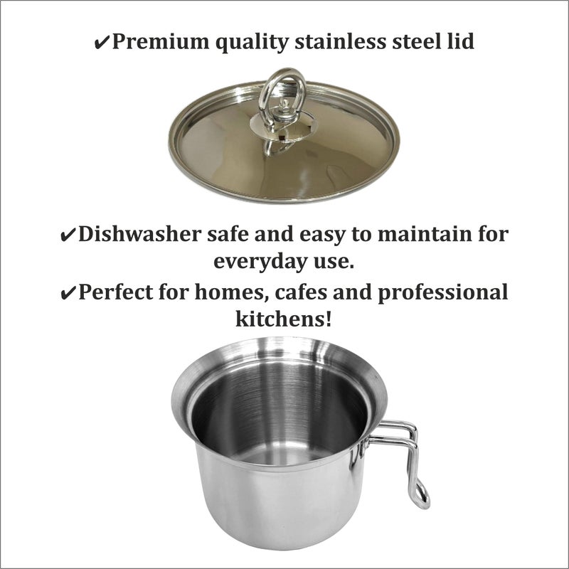 chefset Chef Set Stainless Steel Milk Pan with Thermoencapsulated Base | Induction & Gas Compatible | Heat-Resistant Handle | Stainless Steel Lid (1 Litre 14 cm Diameter) - Image 4