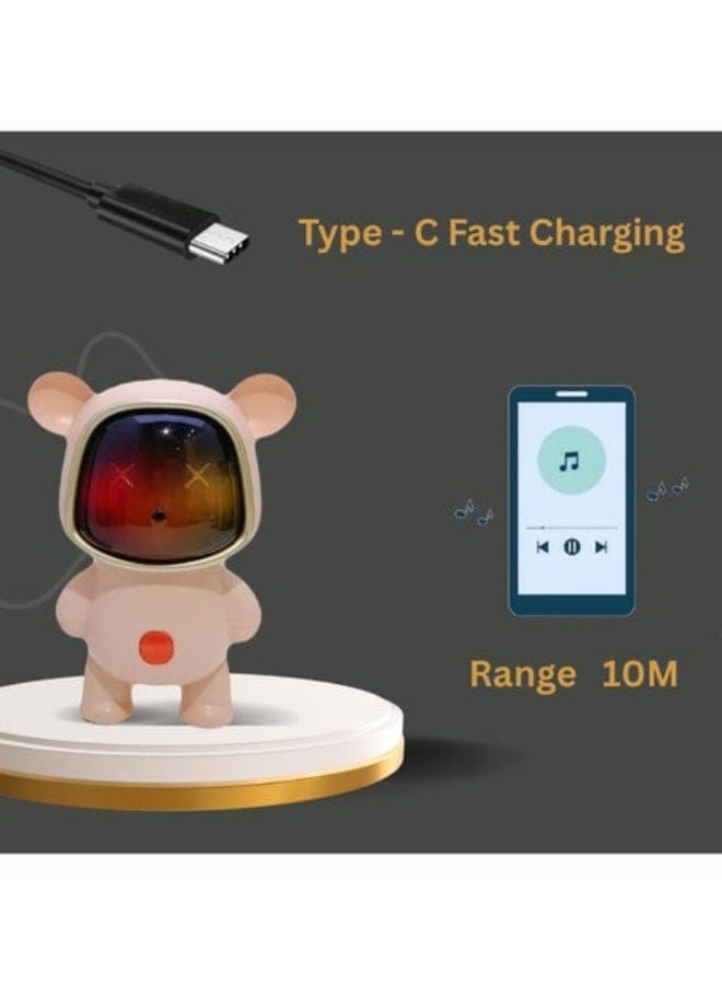 BDT AN152 Mini Wireless Bluetooth Speaker| 5-7Hrs Playtime| Vivid RGB Lights| RGB Sound Effect| Multi-Play Modes BTV5.3/TF Card/Pen Drive & Type-C Charging Port (Pink) - Image 2