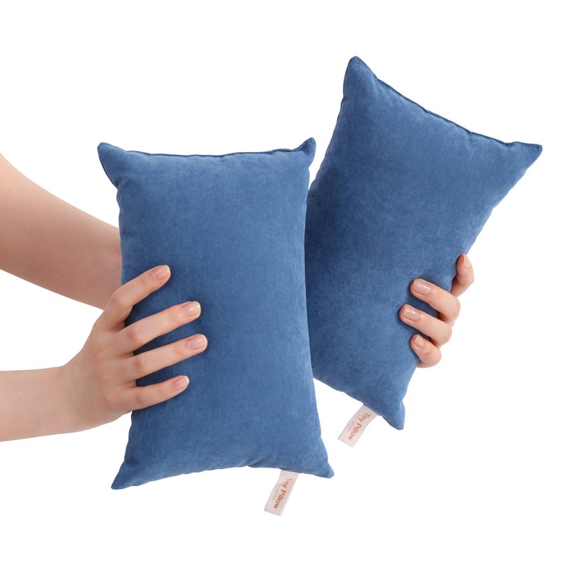 BEDSUM 2 Pack Tiny Pillows 11x7 Microfiber Mini Pillow for Travel Pets Soft and Machine Washable Small Pillows for Neck Wrist and Knee Comfort Denim Blue